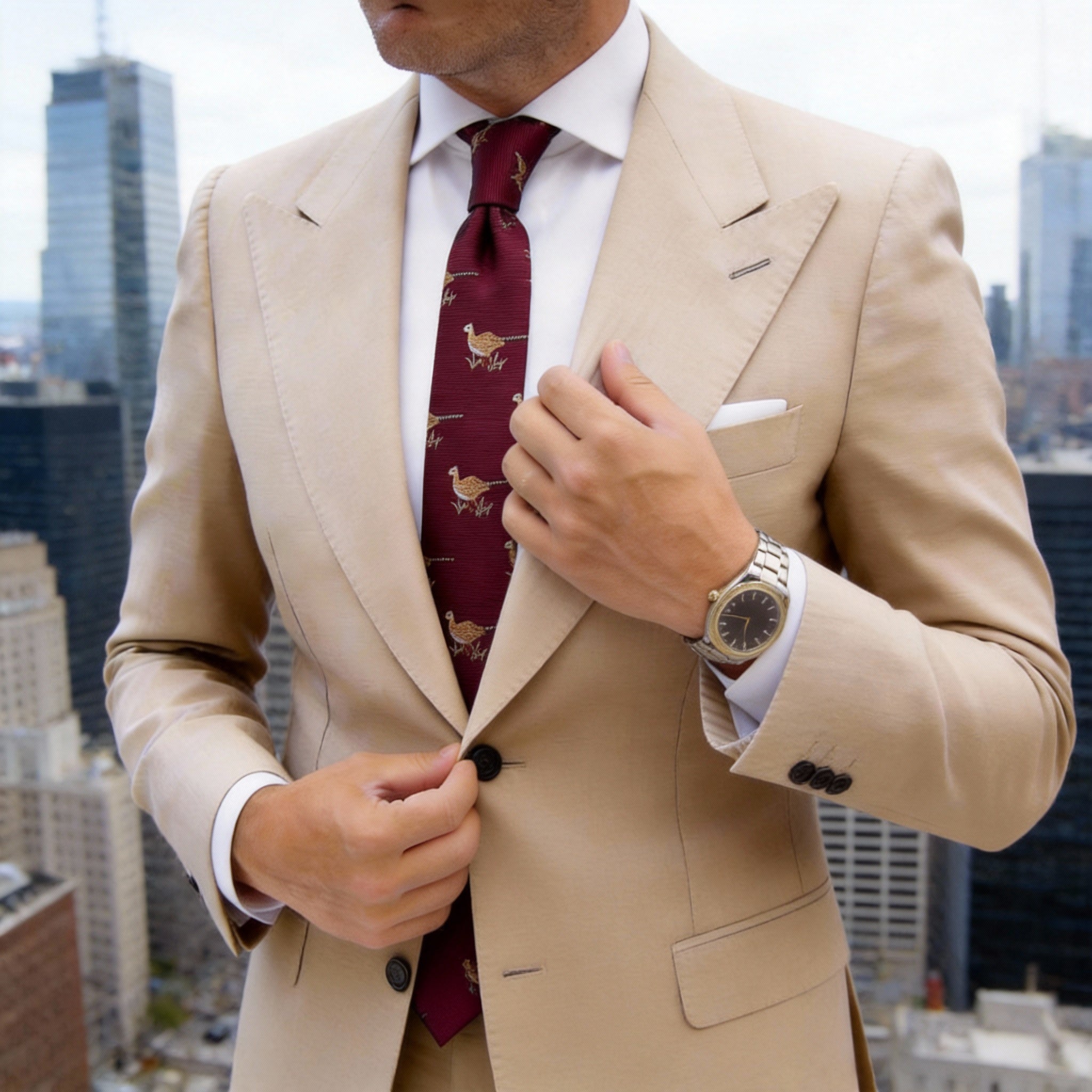 Red With Gold Pattern Bowtie