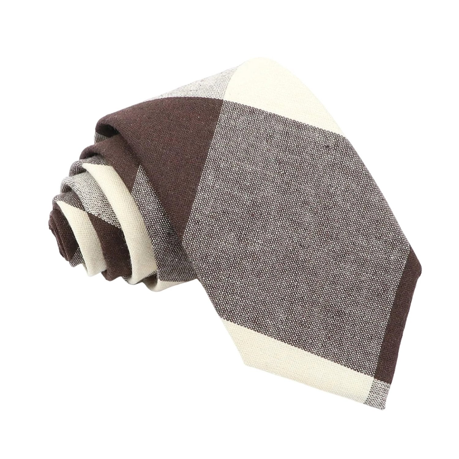 Brown With Beige Plaid Necktie