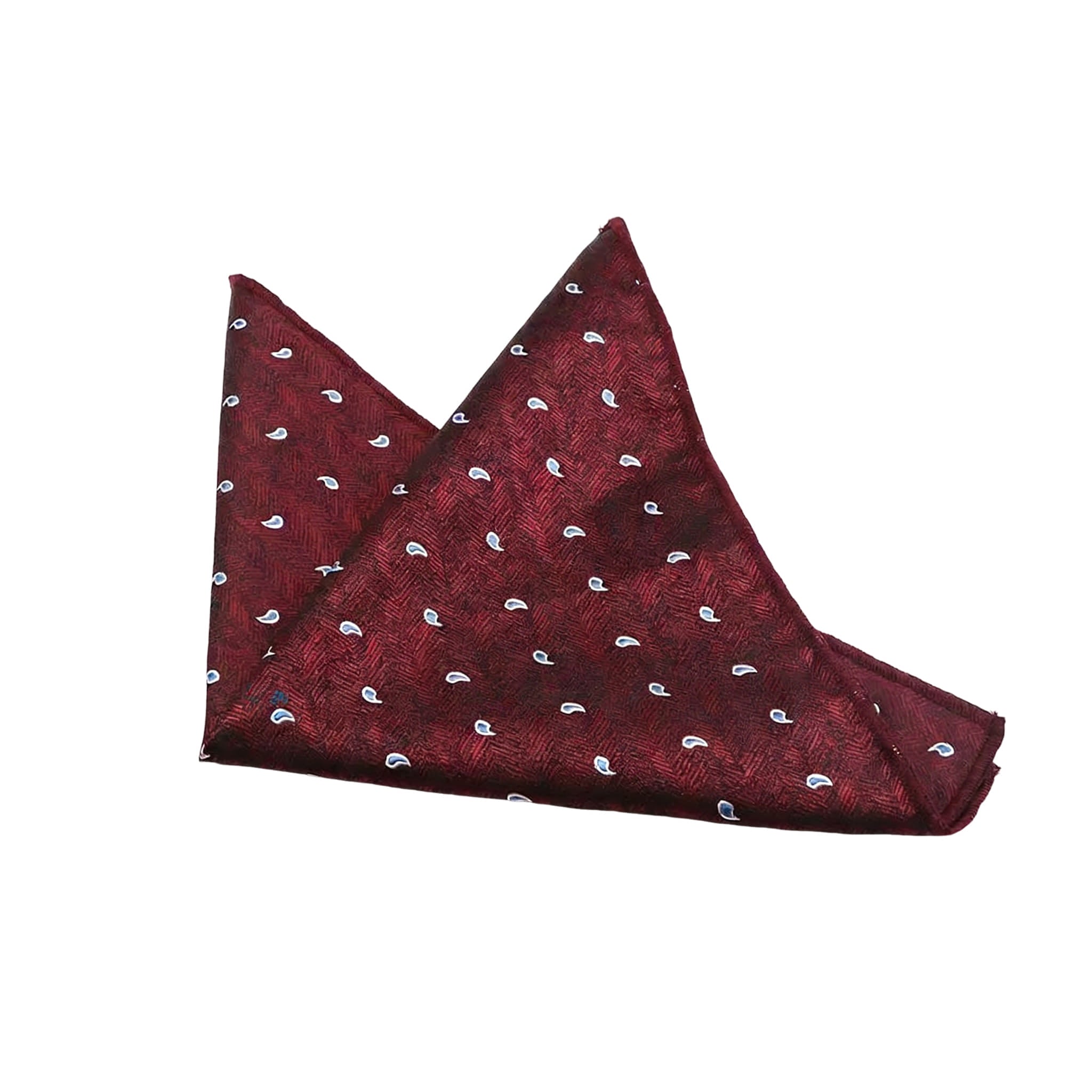 Maroon Blue Paisley Pocket Square
