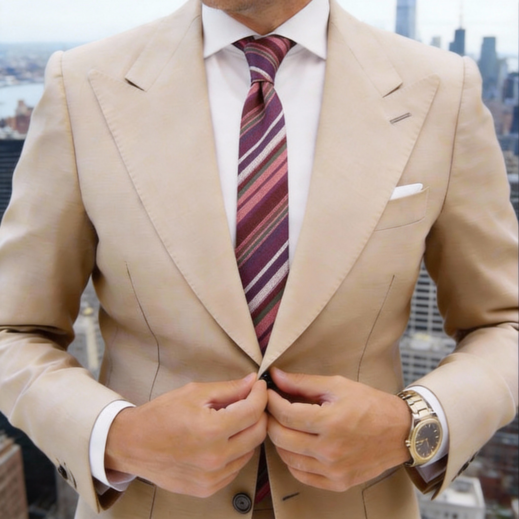 Red With Purple Striped Necktie