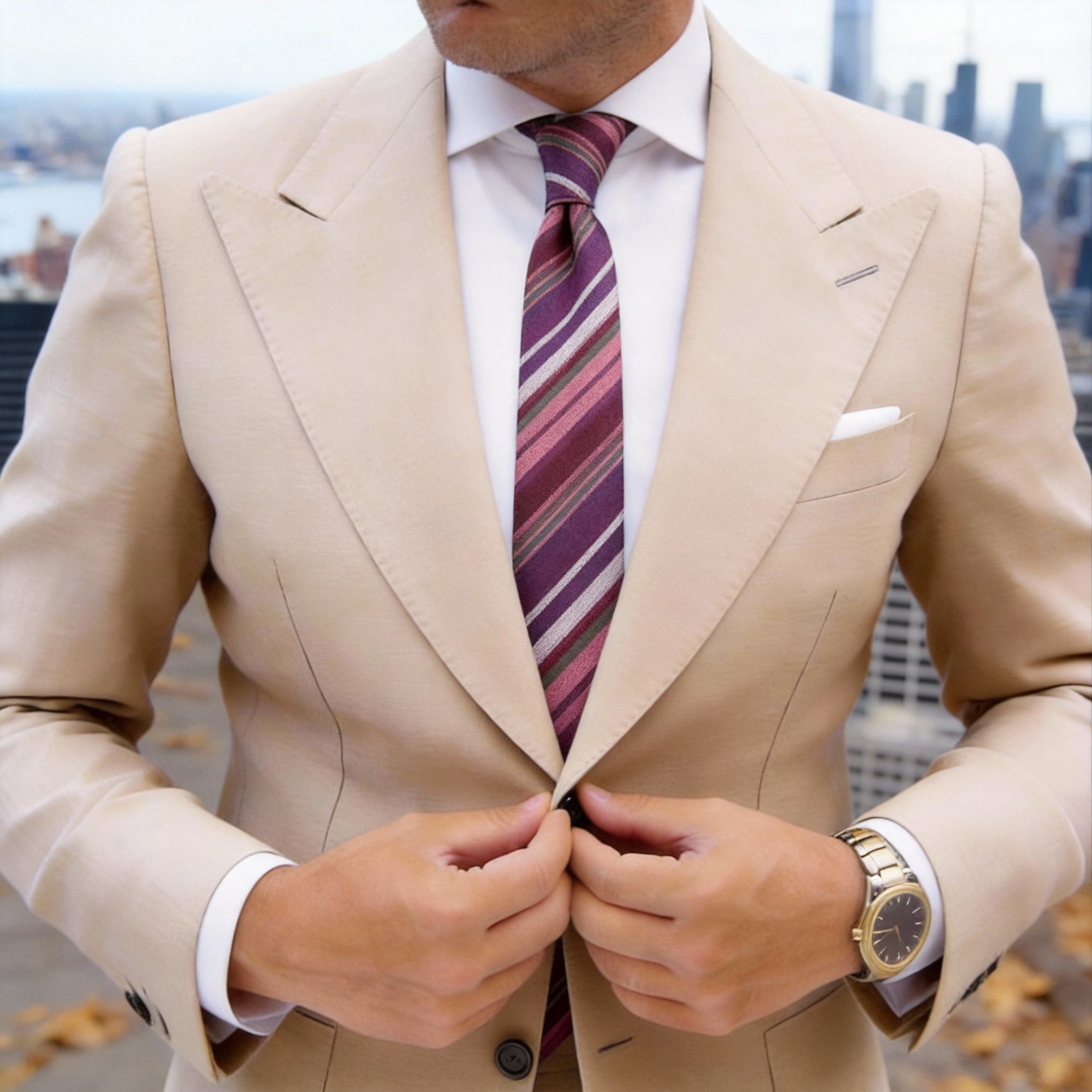 Red With Purple Striped Necktie