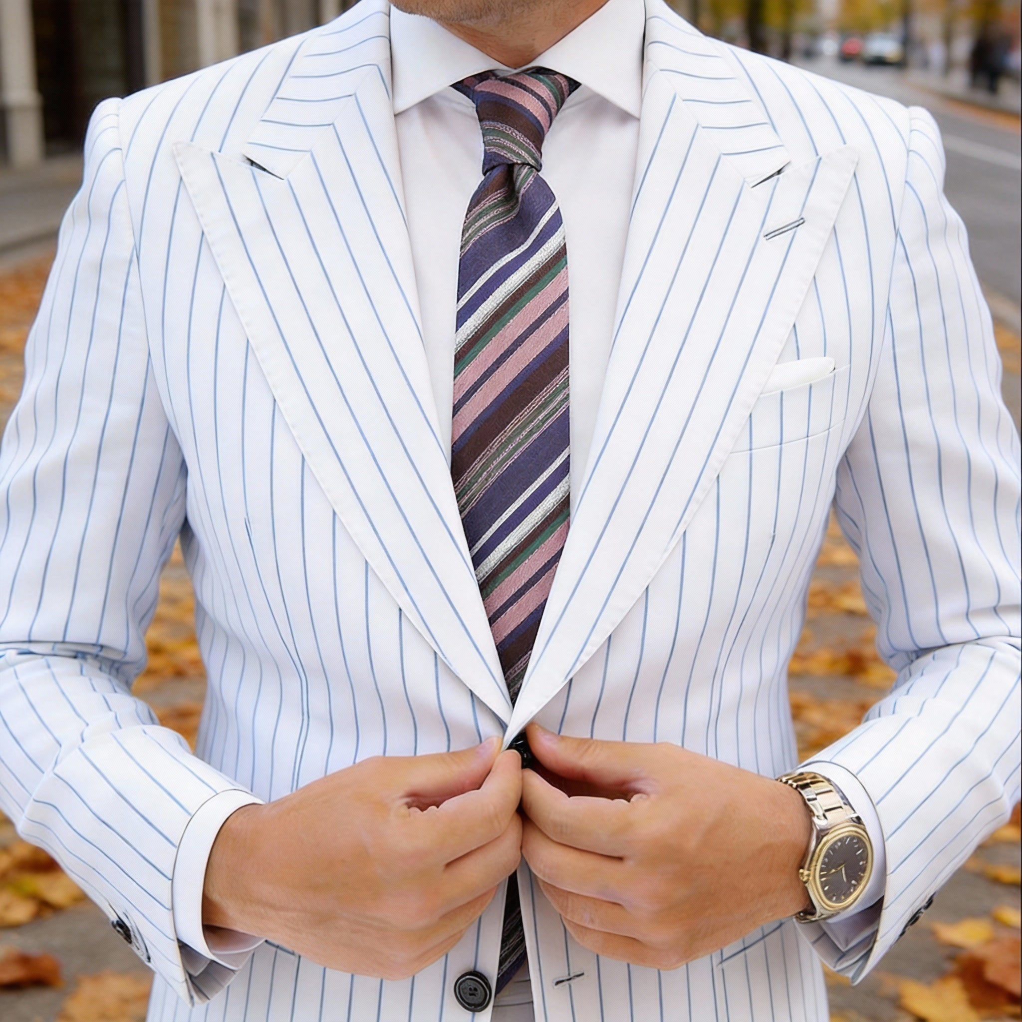 Pink With Multicolor Striped Necktie