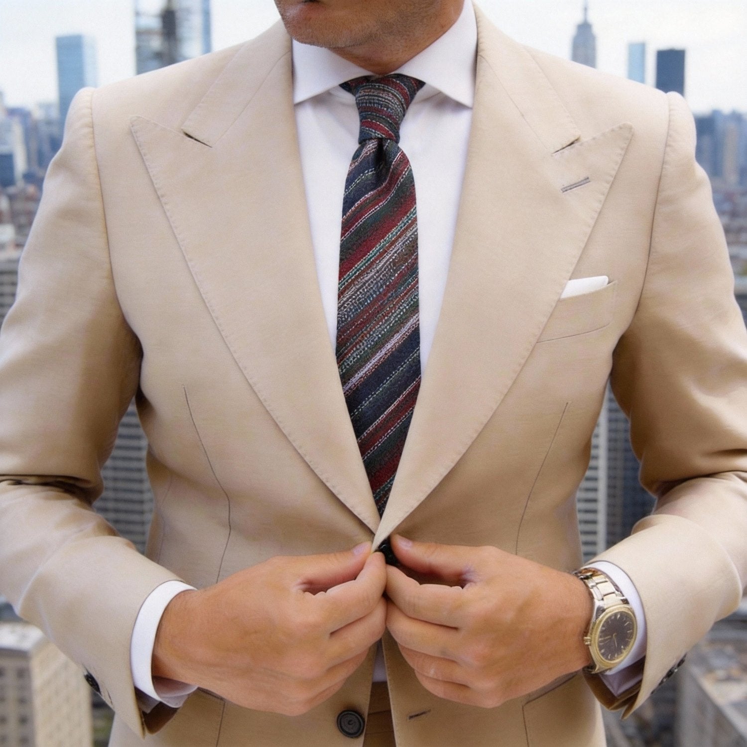 Dark Blue with Multicolor Striped Necktie