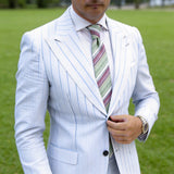 Green With Red Striped Necktie