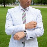 Green With Red Striped Necktie