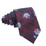 Burgundy White Floral Necktie