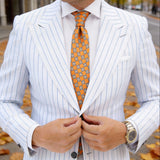 Orange With Blue Diamond Necktie