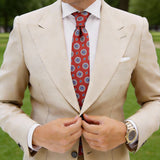 Red With Blue Circular Patterns Necktie