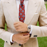 Red With Blue Circular Patterns Necktie