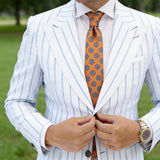 Orange with Blue Circular Medallion Necktie