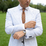 Orange with Blue Circular Medallion Necktie