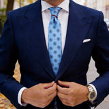 Light Blue With Dark Blue Floral Medallion Necktie