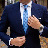 Light Blue With Dark Blue Floral Medallion Necktie