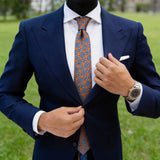 Orange with Blue Medallion Necktie