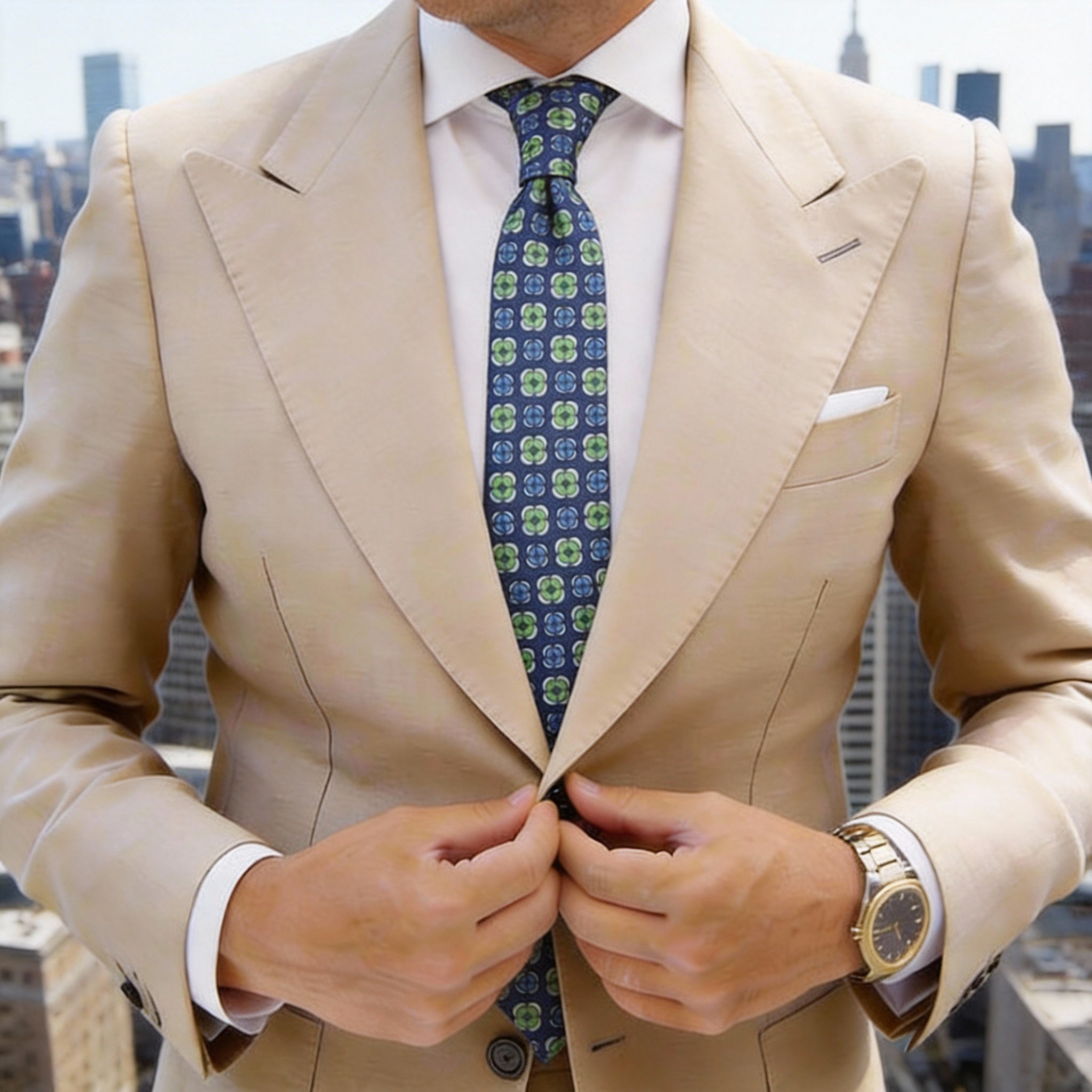 Dark Blue with Green Clover Necktie