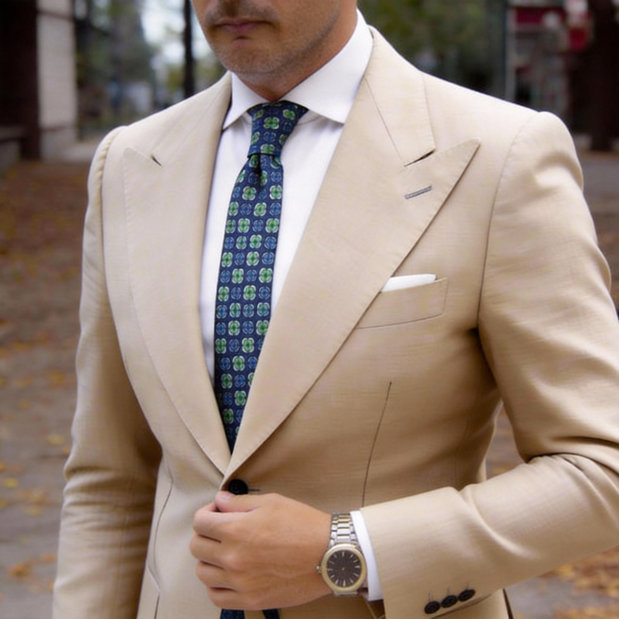 Dark Blue with Green Clover Necktie