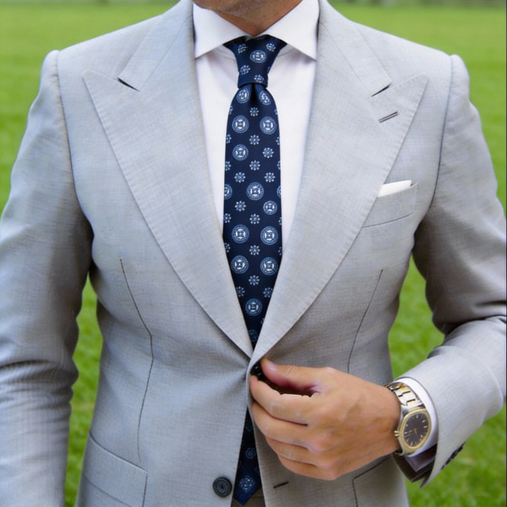 Navy Blue with Light Blue Medallion Necktie