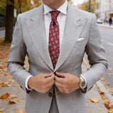 Burgundy With Dark Blue Medallion Necktie