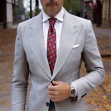 Burgundy With Dark Blue Medallion Necktie