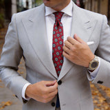 Burgundy With Dark Blue Medallion Necktie