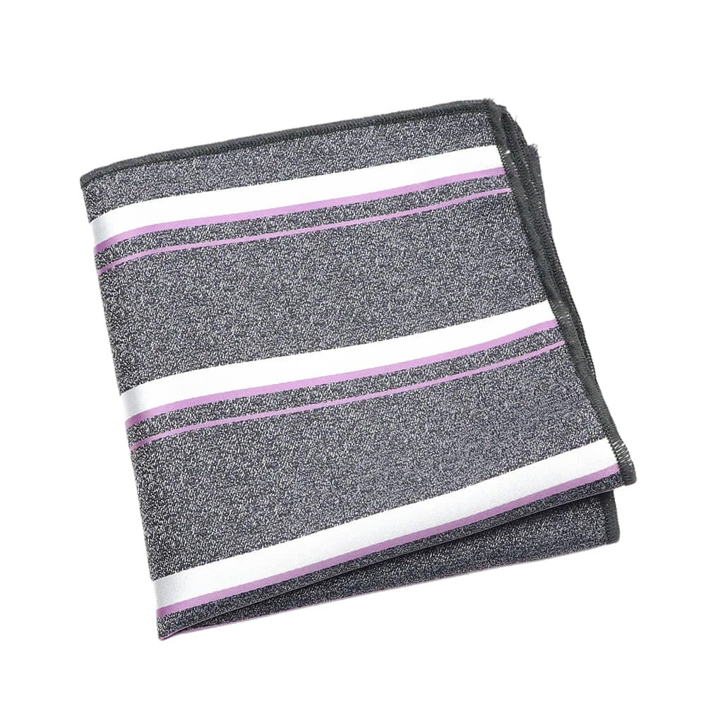 Gray White Striped Pocket Square
