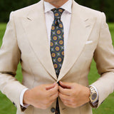 Dark Blue With Green-Orange Medallion Necktie