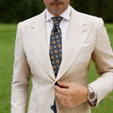 Dark Blue With Green-Orange Medallion Necktie