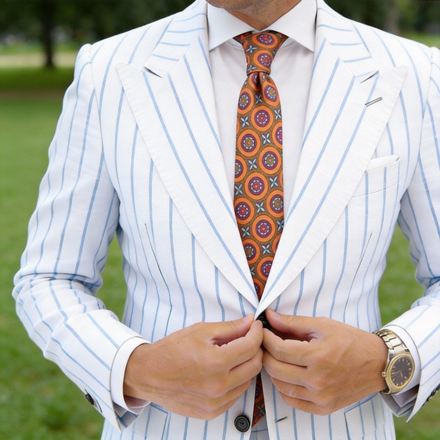Brown with Orange & Purple Medallion Necktie