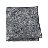 Black Silver Paisley Pocket Square