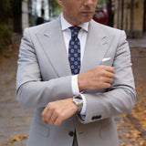 Dark Blue With Red Geometric Medallion Necktie
