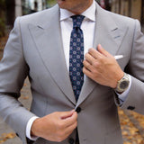 Dark Blue With Red Geometric Medallion Necktie