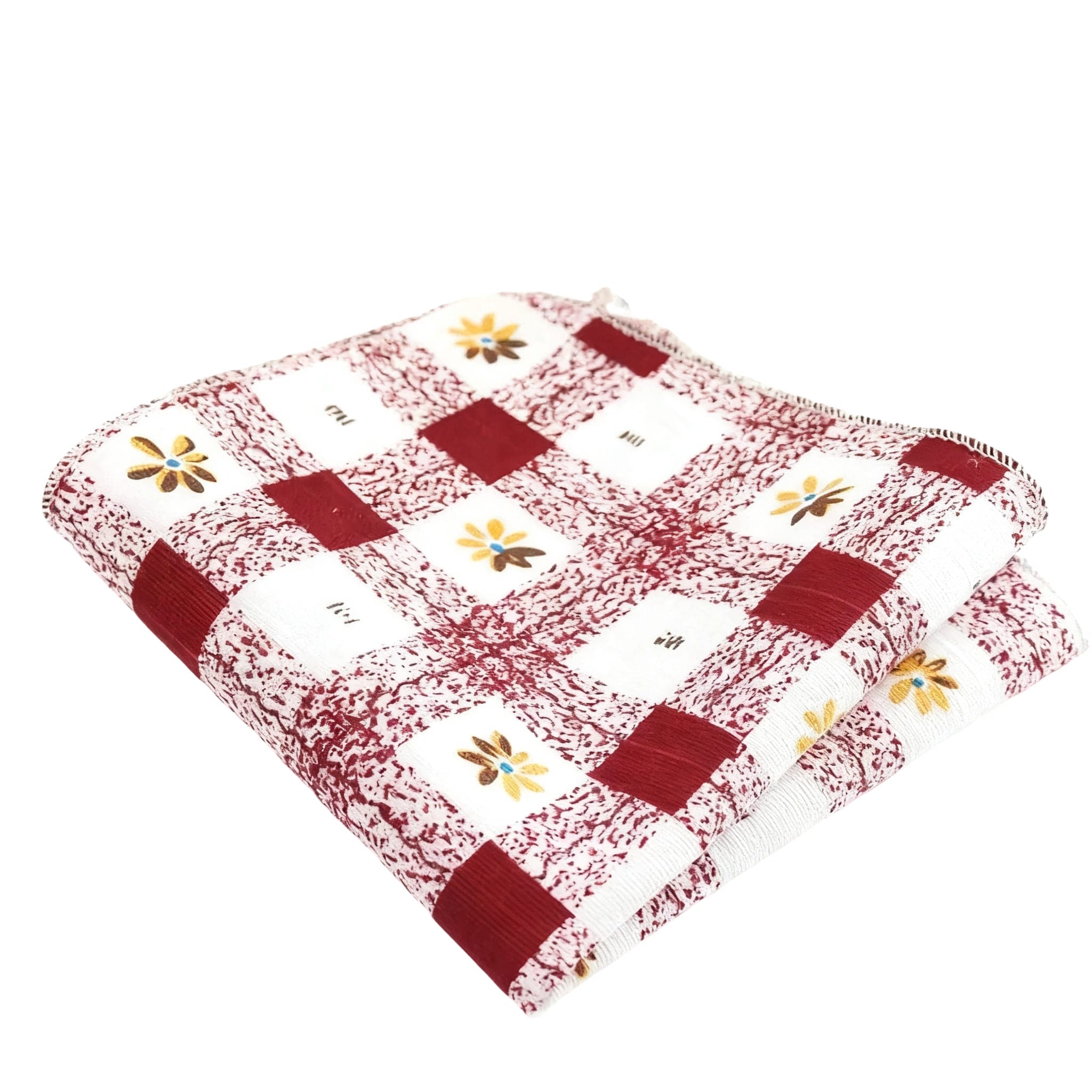 Red White Floral Check Pocket Square