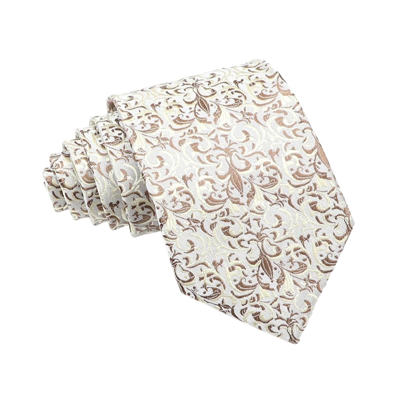 Cream With Brown Damask Necktie