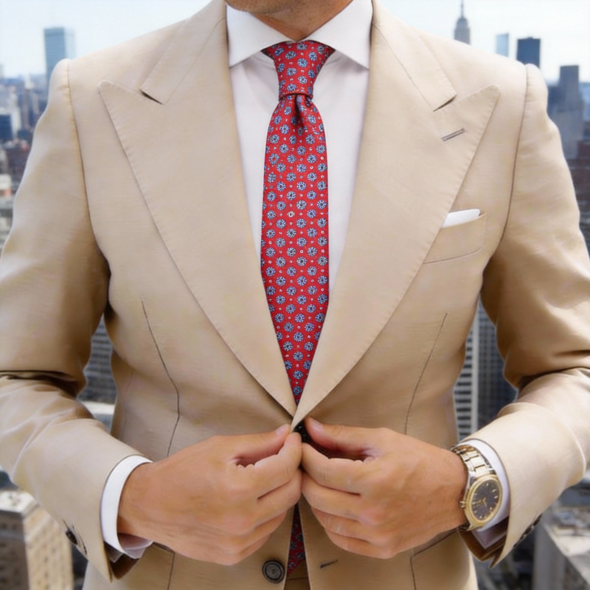 Red with Blue Medallion Necktie
