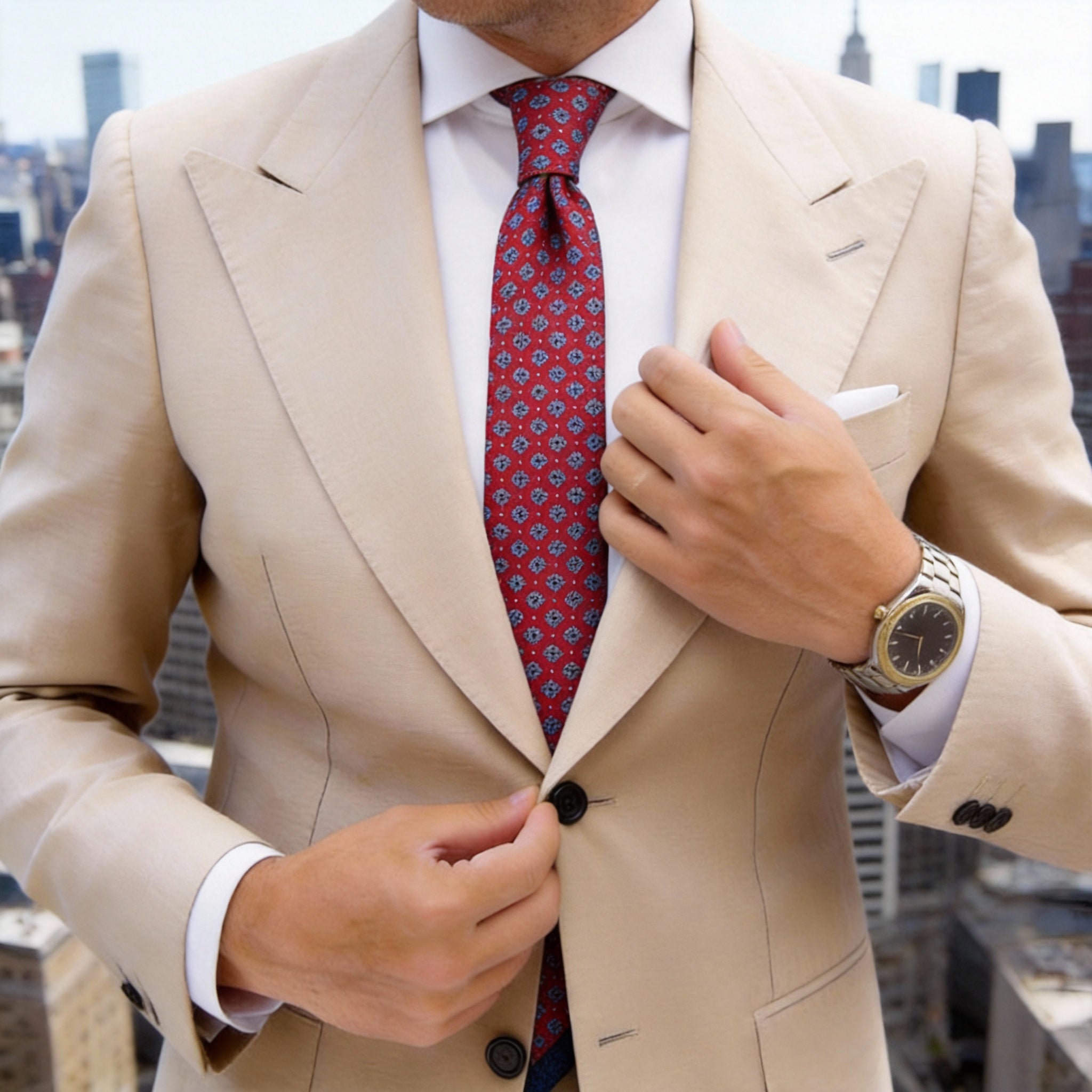 Red with Blue Medallion Necktie