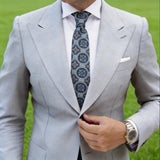 Dark Green with Blue Vintage Medallion Necktie