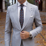 Dark Blue With Red Geometric Medallion Necktie