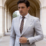 Brown with Blue & Beige Floral Necktie