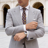Brown with Blue & Beige Floral Necktie