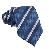 Navy Blue White Striped Necktie