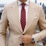 Burgundy With Blue & Off-White Floral Grid Necktie