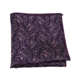 Purple Silver Paisley Pocket Square