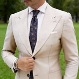 Navy Blue With Orange Geometric Medallion Necktie