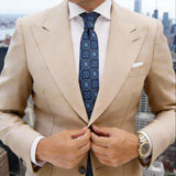 Dark Blue with Light Blue Geometric Medallion Necktie