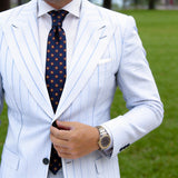 Navy Blue with Red and Yellow Floral Necktie