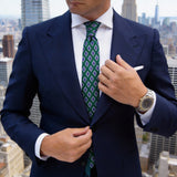 Dark Green With White-Trimmed Purple Diamond Necktie