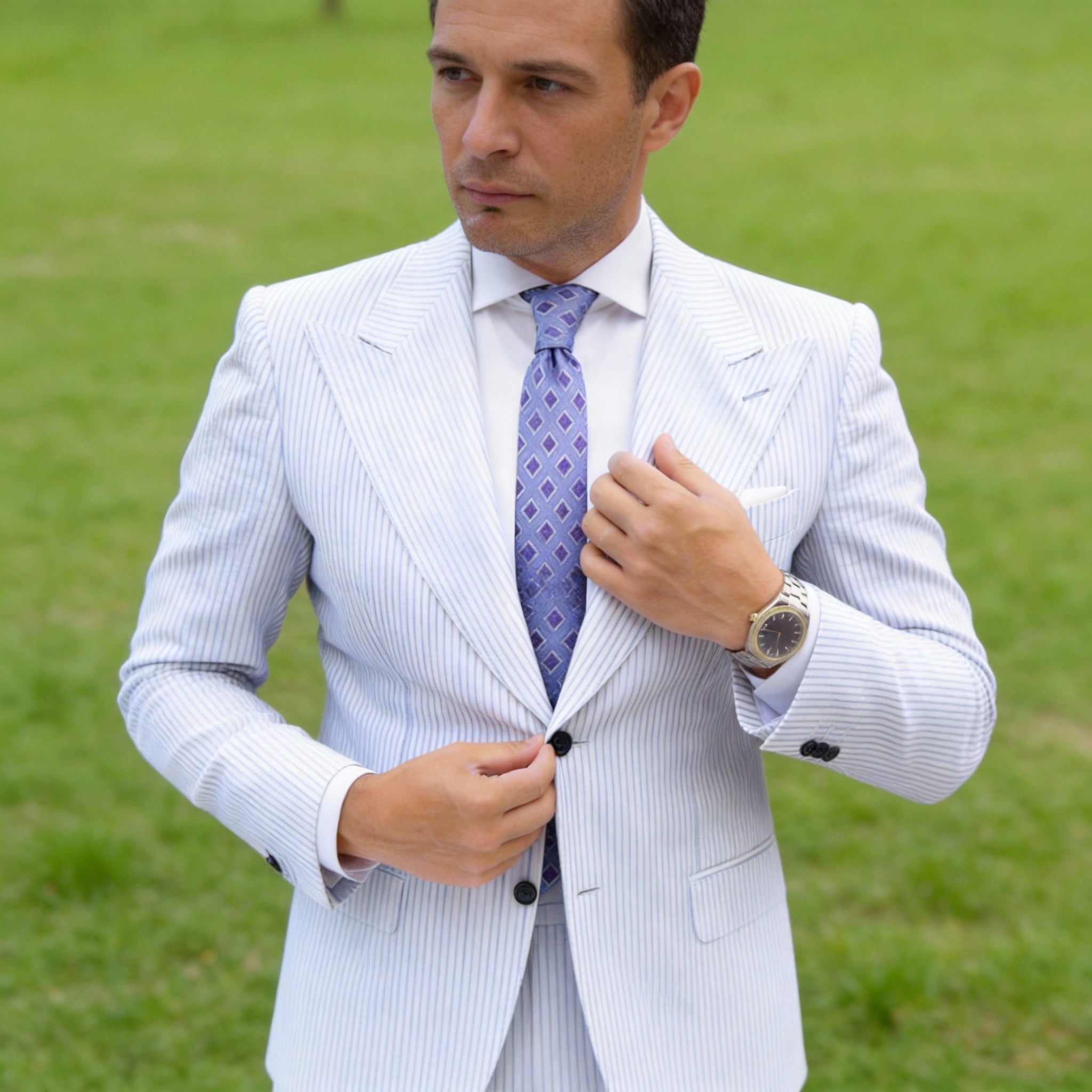 Light Blue Purple Diamond Necktie