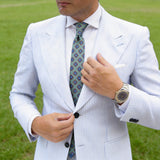 Grayish Green with Orange & Blue Diamond Necktie