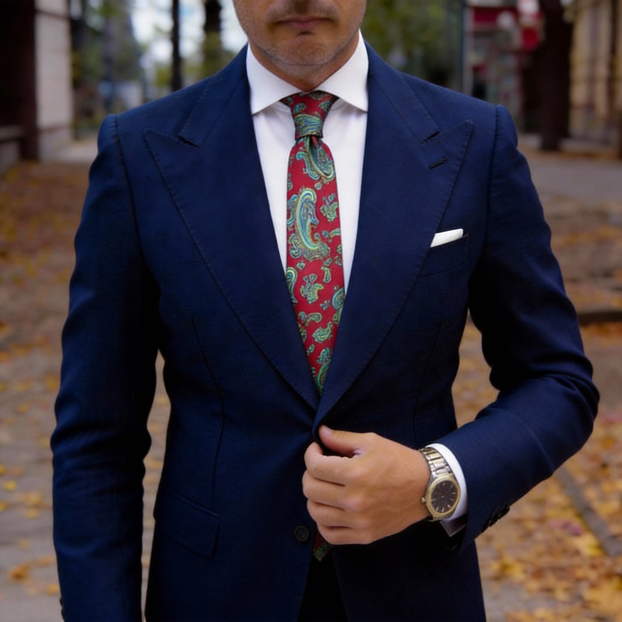 Burgundy With Green Paisley Necktie