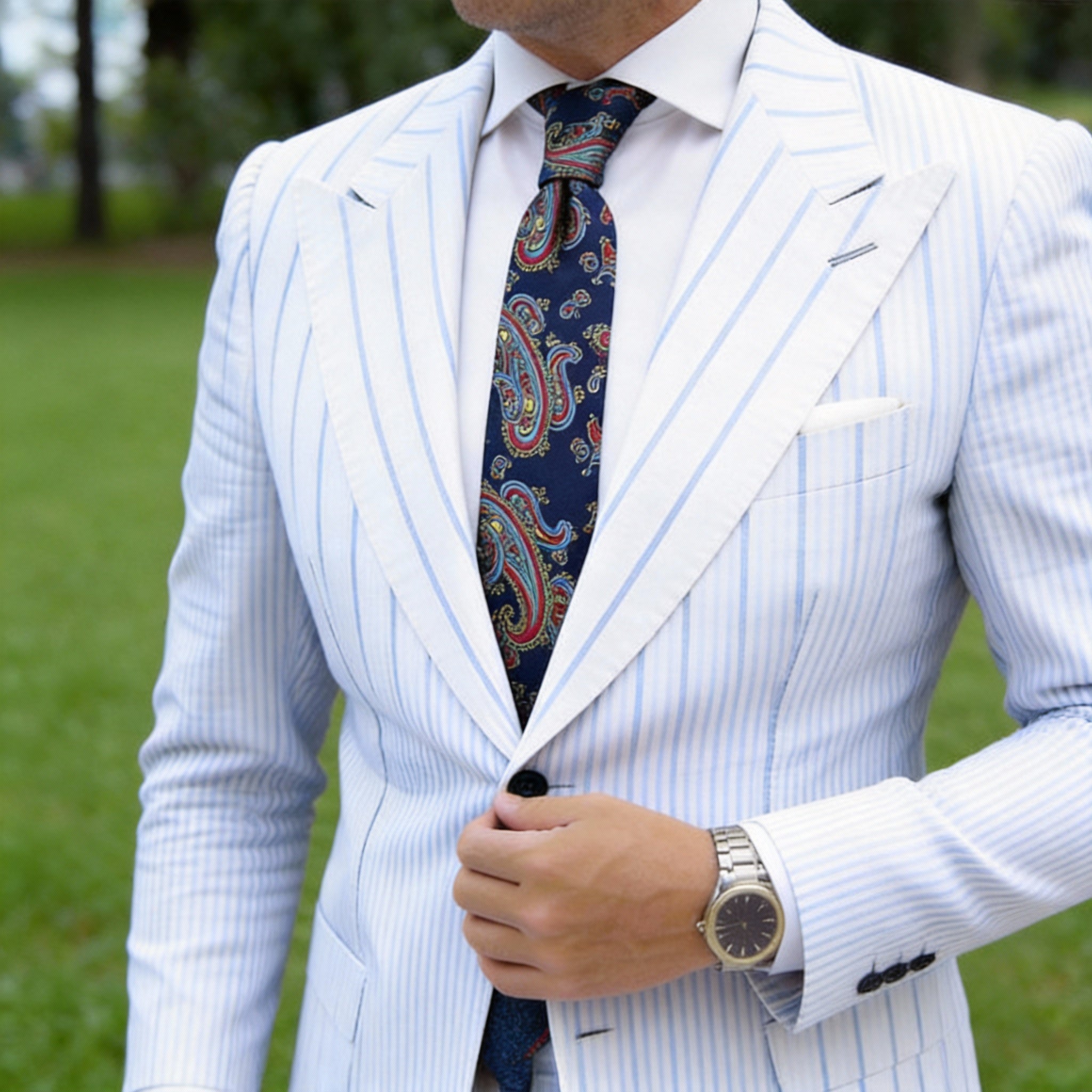 Navy Blue With Red Paisley Necktie